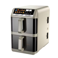 Freidora de aire inteligente de doble cesta con pantalla táctil digital, 6L+6L, para cocina, electrodoméstico de 10 menús, con doble cajón apilable