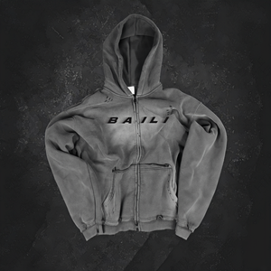 Pull-over à capuche surdimensionné pour hommes avec fermeture à glissière, délavé à l'acide, avec logo personnalisé du fabricant - Product Image 5