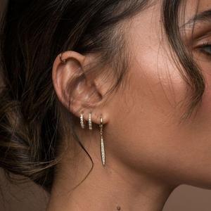 Feine Diamant 925 Sterling Silber Huggie Ohrringe Gold Kleine Creolen für Frauen Jubiläum - Product Image 5