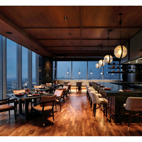 Ensemble de meubles de restaurant commerciaux en bois modernes sur mesure, meubles de café d'hôtel, table et chaises pour projet de restaurant