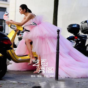 Robe de photographie de <span class=keywords><strong>couple</strong></span> sur le thème du tissu maillé coloré, pour séance <span class=keywords><strong>photo</strong></span> de rue, voyage en extérieur, mariage léger - Product Image 1