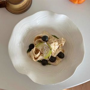 Assiette en céramique jaune irrégulière, couleur unie, passe au lave-vaisselle, pour salade de fruits, pâtes, légumes, usage domestique, cadeau personnel - Product Image 3