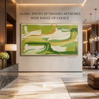Pintura Acrílica Abstracta Verde Oliva de Textura Gruesa sobre Lienzo, Hecha a Mano y Enmarcada, para Decoración de Interiores de Alta Gama para Hoteles, Eager Art