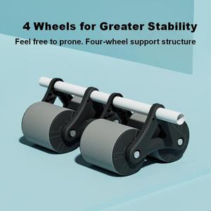Rouleau abdominal silencieux à 4 roues avec support pour téléphone et genouillère, entraîneur de gainage pour entraînement à domicile - Product Image 2