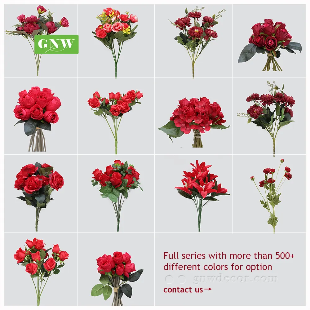 Red Series Wedding Decorations Decoration Flower Supplies Artificial Rose Orchid Cherry Blossom Peony Decorative Flowers