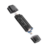 Lector de Tarjetas de Memoria Jaya de Aleación de Aluminio 3 en 1 con Puertos USB Tipo C Externos para MacBook, PC, Teléfono Móvil y Laptop