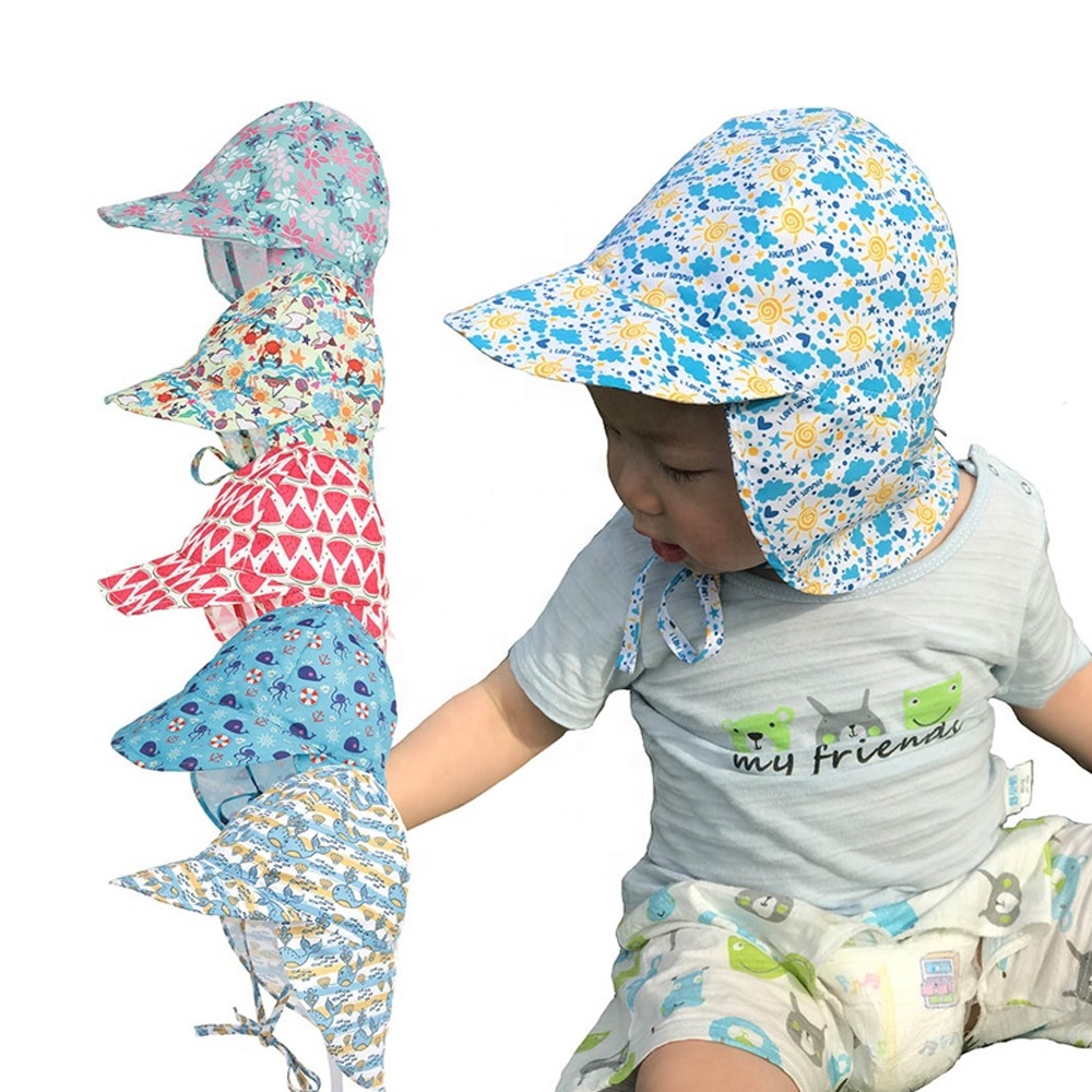 Заводская индивидуальная оптовая продажа индивидуальная печать 100% полиэстер быстросохнущая дышащая upf 50 откидная детская Солнцезащитная шляпа