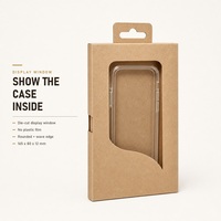 Boîte tiroir personnalisée en papier kraft avec fenêtre transparente pour étui de téléphone, emballage de vente en gros écologique avec languette de suspension, ODM OEM