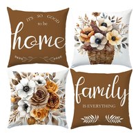 Housses de coussin Kongyu Home Textiles, lot de 4, motif floral rose, style rustique, décoration maison de campagne