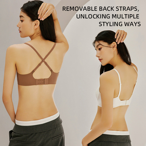 Drop Ship Ready Stock Soutien-gorge sans coutures pour femmes Comfy Free Style One-Piece Cup Spaghetti Strap Cross Back Multiple Wearing in Stock - Product Image 5