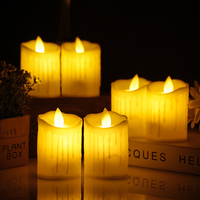 Lilin Pilar Dekoratif Diameter 2 Inci Kontrol Tombol LED Efek Api Realistis Bertenaga Baterai untuk Halloween Natal Diwali