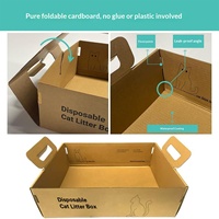 Bac à litière pour chat jetable d'intérieur en carton léger, imperméable, à faible entrée, facile à plier, durable, avec conception de bac à litière en papier pour chaton