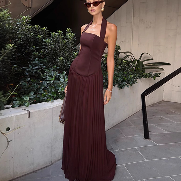 Boutique Wholesale New Summer Fashion Square Collar Elegant Pleated  Sleeveless Women's Dress| Alibaba.com