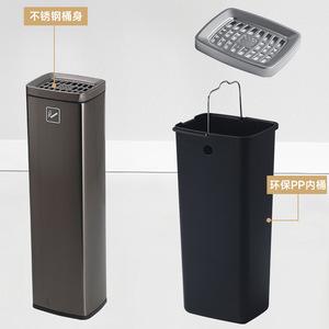Stainless steel standing elevator trash cans in the hotel lobby, ashtrays in commercial use, and cigarette extinguishing - Product Image 4