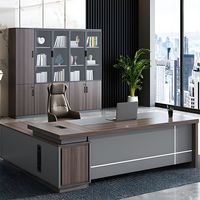 Bureau moderne de luxe en forme de L Mobilier multifonctionnel en panneau de fibres de densité moyenne personnalisable Bureau de PDG