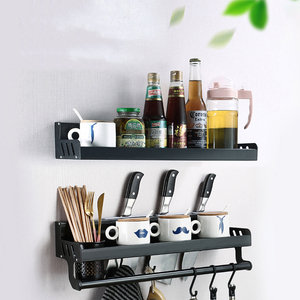 New Arrival Over Sink Kitchen Rack Black Kitchen Storage Shelf Wall-mounted Spice Racks Punch-free Kitchen Organizer Shelf
