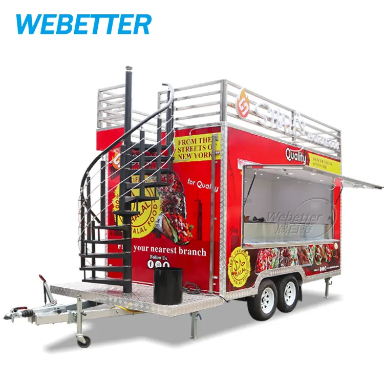 WEBETTER Street Two Story Catering Mobile Kitchen Bar Foodtuck Food Trailers Large Double Decker Food Truck with full kitchen