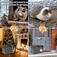 Maison pour chat d'extérieur surélevée à double compartiment, abri isolé et résistant aux intempéries pour chats errants, maison d'hiver imperméable pour animaux de compagnie d'extérieur
