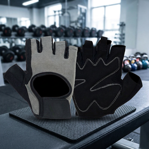 Gants de cyclisme demi-doigts noirs et gris en polyester unisexe, respirants, à enfiler, pour l'été - Product Image 6