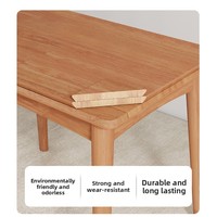 Table à manger rectangulaire pliante en bois massif, pour petit appartement, rétractable, couleur bois de cerisier, moderne, assemblée, rustique