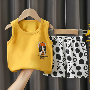 Vêtements pour enfants, ensembles de t-shirts sans manches et shorts d'été, vente en gros d'ensembles de vêtements pour bébés garçons, 2 pièces - Product Image 1