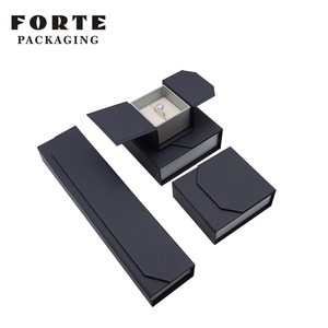 FORTE Flip-top Magnetic Suction Leatherette Paper Jewelry Packaging <b>Black</b> Ring <b>Box</b> Leather Jewelry Gift <b>Box</b> - Product Image 6