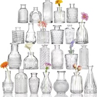 Vase de table en verre transparent de luxe pour mariage Art déco Cristal Bouteille de fleurs de mariage Décoration Vases en verre