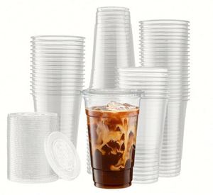 Vaso de Plástico Desechable PET de 89 mm, 10 oz, 12 oz, 14 oz, 16 oz con Tapas para Smoothies, Bebidas, Té con Leche, Vodka, Café, Precio de Fábrica - Product Image 1