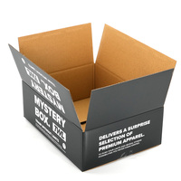 Caja de Cartón Corrugado RSC Impresa Personalizada, Caja Misteriosa Negra con Impresión Completa para Empaque de Ropa