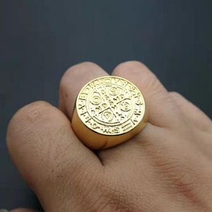 Manufacturer Wholesale Price Exorcism Cross Letter <b>Titanium</b> Steel Vintage Men's <b>Ring</b> - Product Image 5