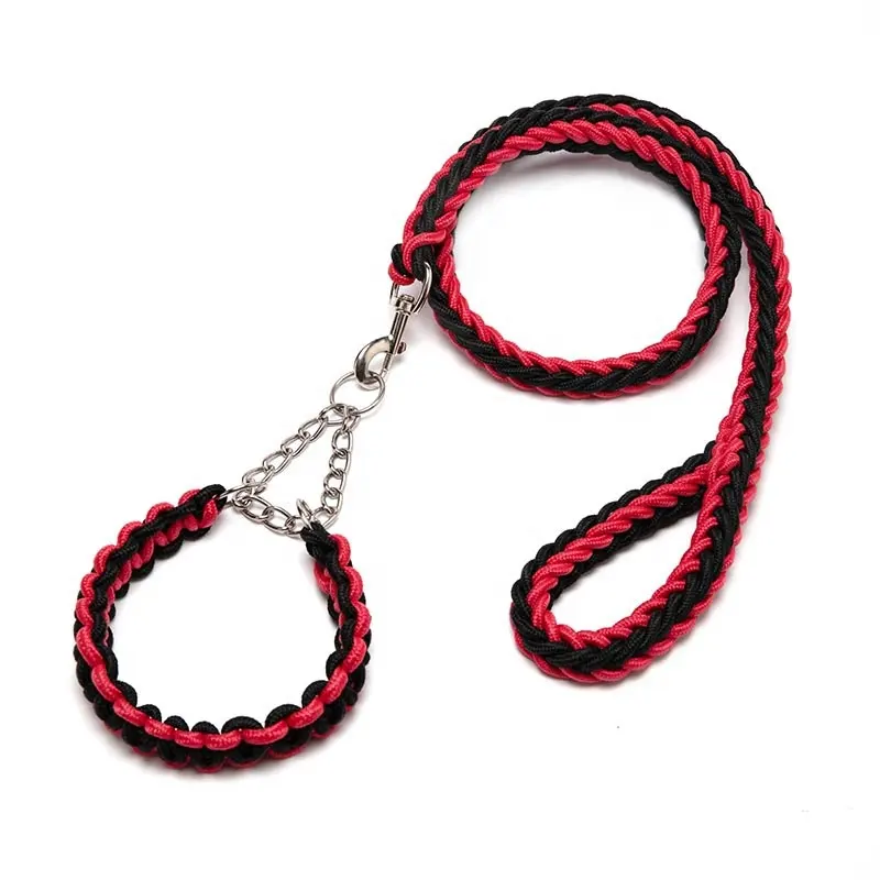 Huisdier Verstelbare Halsband Hond Anti Impact Acht Streng Nylon Gevlochten Riem