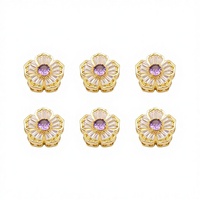 Perles intercalaires HP269 en or rempli 14K à haute résistance de couleur, avec fleurs papillon en oxyde de zirconium, à trou traversant, pour la fabrication de bijoux et bracelets DIY