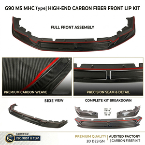 Kit de Carrocería de Fibra de Carbono Estilo MH, Divisor de Parachoques Delantero de 3 Piezas para <span class=keywords><strong>BMW</strong></span> G90 G99 M5 2024 - Product Image 1