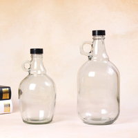 Bouteilles de vin et growlers à bière en verre ambré MAYSURE de 64 oz / 2 litres avec bouchon couronne et estampage à chaud, style bouteille de vin californienne