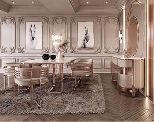 Современная роскошная мебель для ресторана, обеденные столы для дома, 8 мест, прямоугольная рама из нержавеющей стали, мраморный столик, обеденный стол, набор - Product Image 3