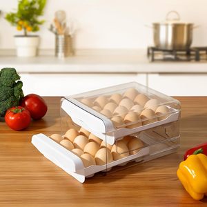 Multi-Layer Egg Holder Dispenser Egg Plastic Organizer Storage <b>Container</b> <b>Box</b> Plastic for Refrigerator - Product Image 3