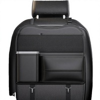Organisateur de voiture de luxe en cuir, porte-mouchoirs pliable, grande table pour enfants, grandes poches, rangement imperméable pour l'arrière de la voiture