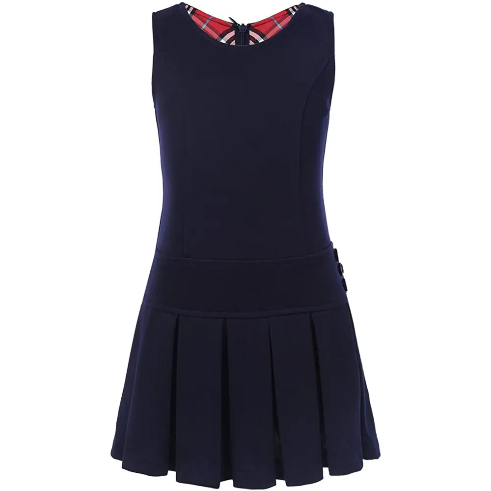 Girls' Kids' Stretchy Pleated Hem Durable School Uniform Jumper Dress Skirt