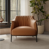Canapé simple en cuir minimaliste moderne, meubles confortables pour le salon, fauteuil de détente