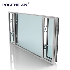 ROGENILAN Fenêtre à battants style français pour appartement villa avec cadre en alliage d'aluminium Fenêtres à rupture thermique - Product Image 1