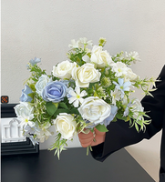 Bouquet de roses artificielles en soie pour mariage, décoration de la maison, fleurs décoratives