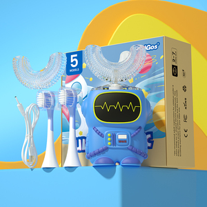 Caja de regalo personalizada, <span class=keywords><strong>cepillo</strong></span> de dientes sónico inteligente para niños con tema de robot alienígena, cepillos de dientes eléctricos impermeables de silicona suave en forma de U para niños - Product Image 3