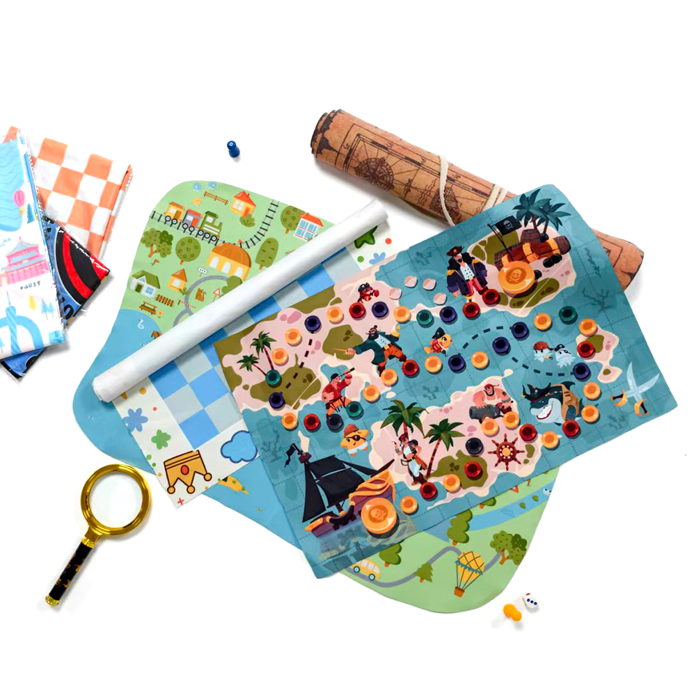 Portable Pocket Fabric Map Custom Printed Microfiber Textile Piece 300pcs Double Side Washable OEM Source Factory Bulk Order