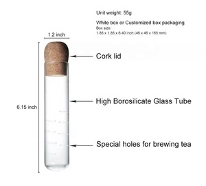 Dernier ensemble d'infuseurs à thé en verre borosilicaté en forme <span class=keywords><strong>de</strong></span> tube Couvercle en liège <span class=keywords><strong>de</strong></span> style design vintage <span class=keywords><strong>Ustensiles</strong></span> <span class=keywords><strong>de</strong></span> <span class=keywords><strong>cuisine</strong></span> filtre en plastique pour la maison Mariage - Product Image 6