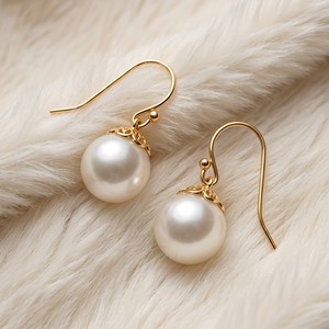 Ear Enlace Oem Odm 14K Gold Plated Round Pearl Dangle <b>Hook</b> <b>Earrings</b> Elegant Women Jewelry Wholesale Custom - Product Image 2