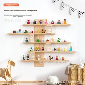 <b>Wall</b>-<b>mounted</b> solid wood <b>shelf</b>, modern minimalist style, suitable for storing dolls, figurines, and blind boxes. - Product Image 2