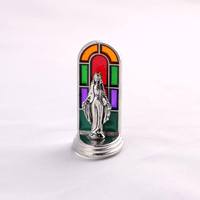 Support Articles Religieux Catholiques Personnalisés Statues Religieuses Debout En Métal Artisanat Vierge Marie Statue avec autocollant