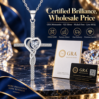Collier pendentif en argent sterling 925 avec symbole de croix infinie en forme de cœur et moissanite VVS pour femmes, très vendu