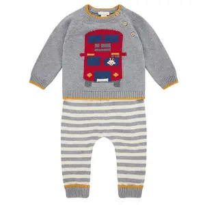 Ensemble de vêtements pour bébé, nouveau-né, bébé fille, pull-over, unisexe, en coton, tricoté, qualité OEM