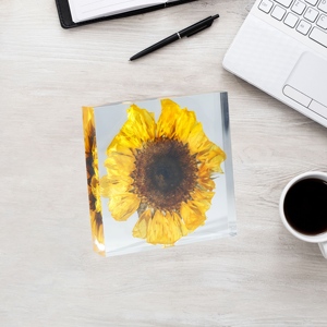 Factory Custom Resin Sunflower Paperweight with Real Flower Decorative Desk Paperweight for Souvenir <b>Gift</b> Promotion - Product Image 5